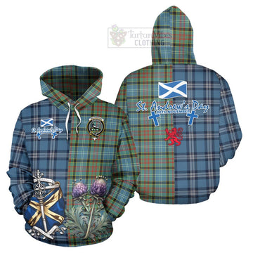 Walkinshaw Tartan Hoodie Happy St. Andrew's Day Half Tartan Style Zip Hoodie - Tartan Vibes Clothing
