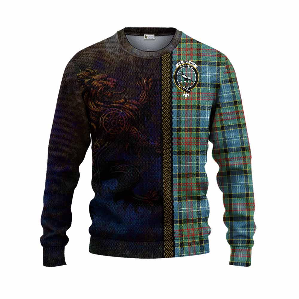 Walkinshaw Tartan Family Crest Knitted Sweater Alba Gu Brath Be Brave Lion Ancient Style Unisex - Tartan Vibes Clothing
