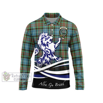 Walkinshaw Tartan Long Sleeve Polo Shirt with Alba Gu Brath Regal Lion Emblem Unisex - Tartan Vibes Clothing