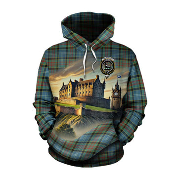 Walkinshaw Tartan Family Crest Cotton Hoodie with Scottish Ancient Castle Style Pullover Hoodie XS - Tartan Vibes Clothing