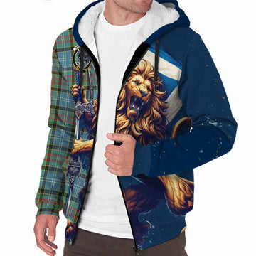 Walkinshaw Tartan Family Crest Sherpa Hoodie with Scottish Majestic Lion Unisex S - Tartan Vibes Clothing