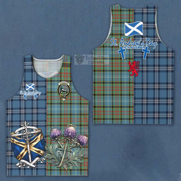 Walkinshaw Tartan Men's Tank Top Happy St. Andrew's Day Half Tartan Style Men - Tartan Vibes Clothing