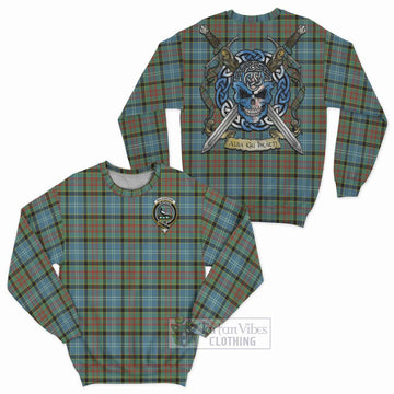 Walkinshaw Tartan Sweatshirt with Family Crest Celtic Skull Style Unisex - Tartan Vibes Clothing