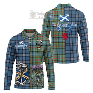 Walkinshaw Tartan Long Sleeve Polo Shirt Happy St. Andrew's Day Half Tartan Style Unisex - Tartan Vibes Clothing