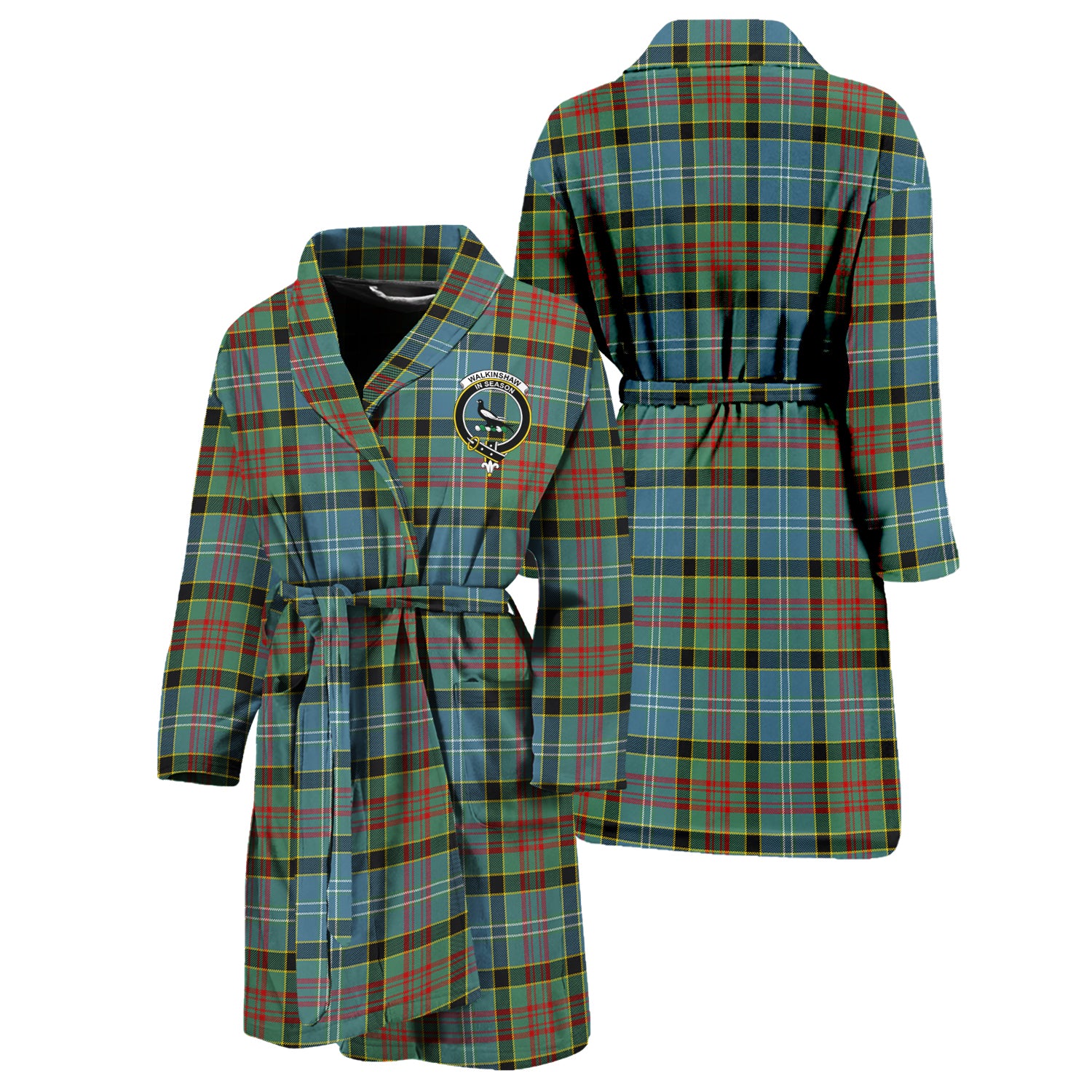Walkinshaw Tartan Bathrobe with Family Crest Unisex S - Tartan Vibes Clothing