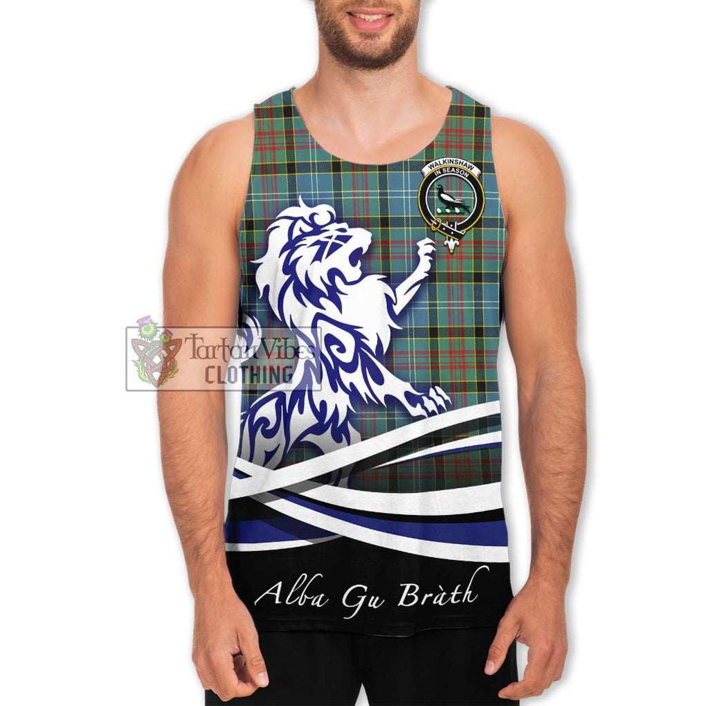 Walkinshaw Tartan Men's Tank Top with Alba Gu Brath Regal Lion Emblem Men - Tartan Vibes Clothing