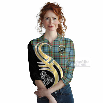 Walkinshaw Tartan Women's Casual Shirt with Family Crest and Celtic Symbol Style Female - Tartan Vibes Clothing