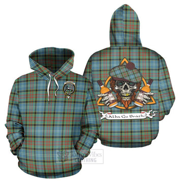 Walkinshaw Tartan Hoodie with Family Crest and Bearded Skull Holding Bottles of Whiskey Zip Hoodie - Tartan Vibes Clothing