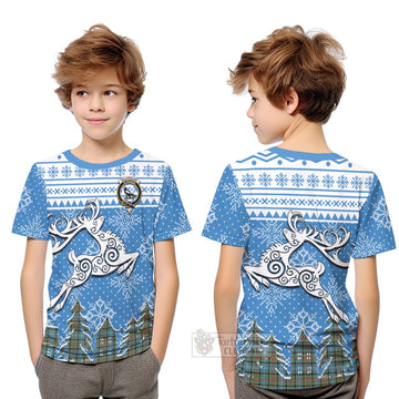 Walkinshaw Clan Christmas Kid T-Shirt Celtic Reindeer Style Youth XL Size14 - Tartan Vibes Clothing