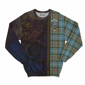 Walkinshaw Tartan Family Crest Sweatshirt Alba Gu Brath Be Brave Lion Ancient Style Unisex - Tartan Vibes Clothing