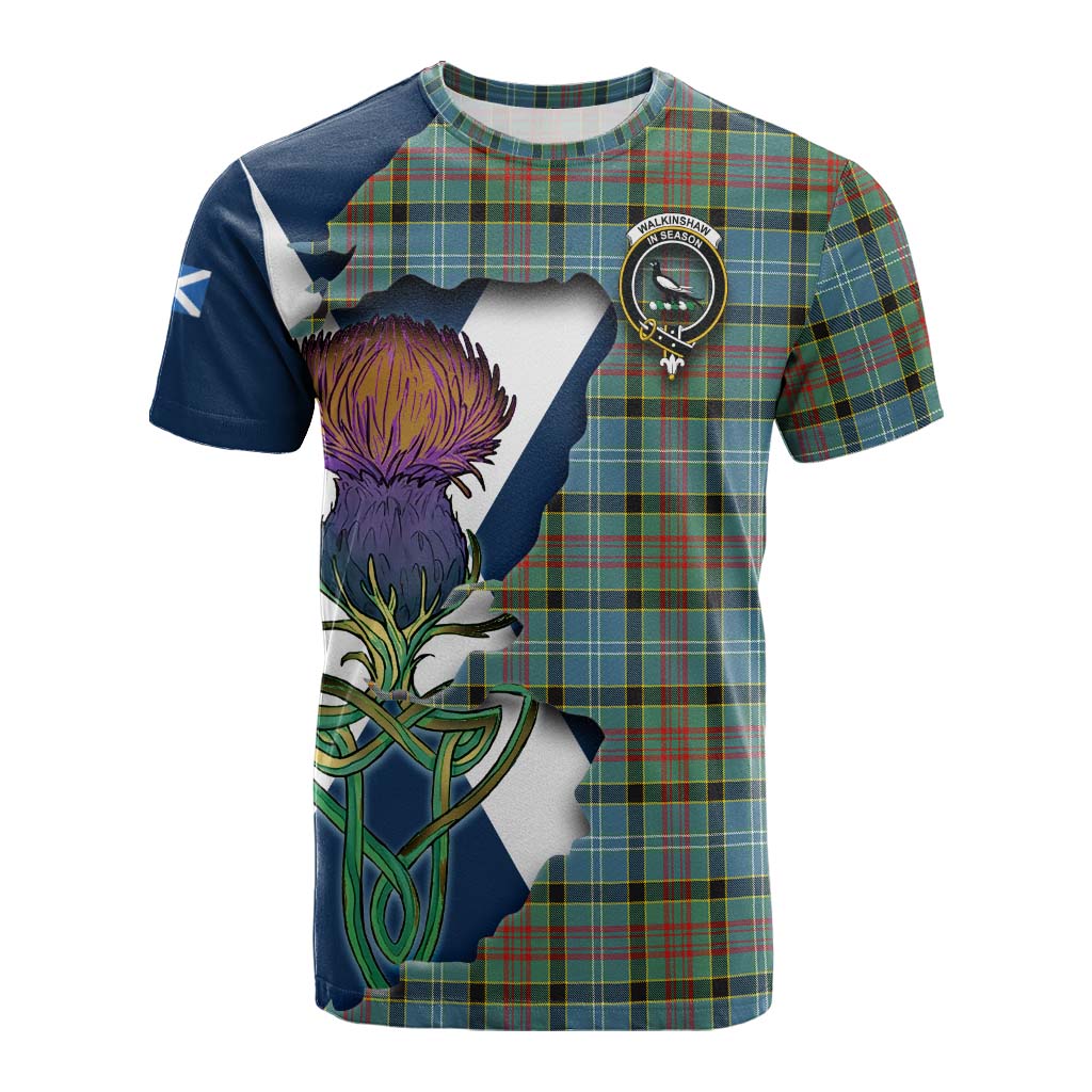 Tartan Vibes Clothing Walkinshaw Tartan Family Crest Cotton T-shirt Scottish Thistle Celtic Inspired