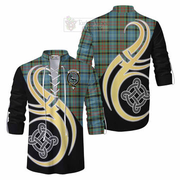 Walkinshaw Tartan Ghillie Kilt Shirt with Family Crest and Celtic Symbol Style Men - Tartan Vibes Clothing