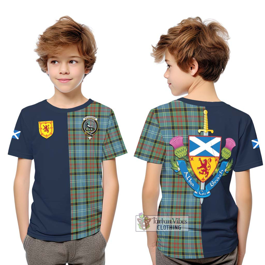 Walkinshaw Tartan Kid T-Shirt Alba with Scottish Lion Royal Arm Half Style Youth XL Size14 - Tartan Vibes Clothing