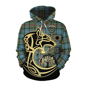 Walkinshaw Tartan Cotton Hoodie with Family Crest Celtic Wolf Style Pullover Hoodie XS - Tartan Vibes Clothing