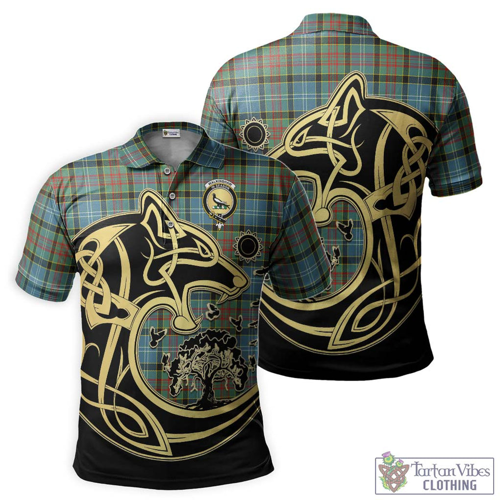 Walkinshaw Tartan Polo Shirt with Family Crest Celtic Wolf Style Kid - Tartan Vibes Clothing