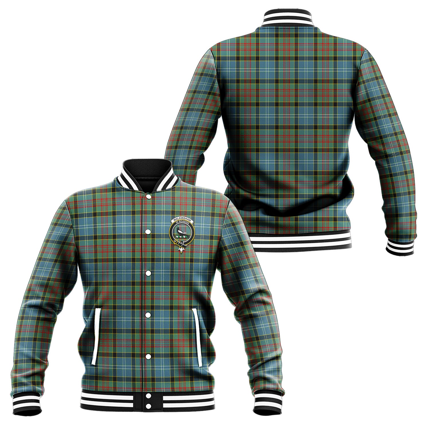 Walkinshaw Tartan Baseball Jacket with Family Crest Unisex - Tartan Vibes Clothing