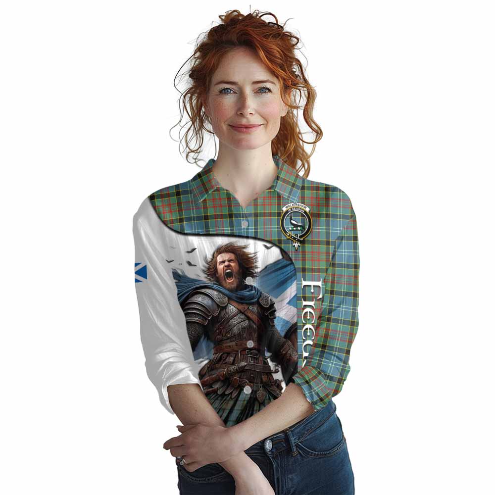 Tartan Vibes Clothing Walkinshaw Crest Tartan Women's Casual Shirt Inspired by the Freedom of Scottish Warrior
