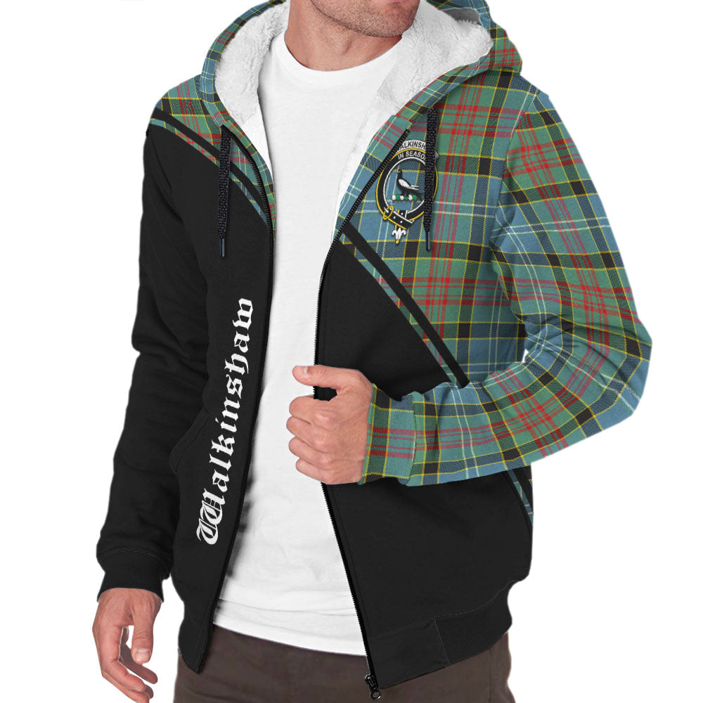 Walkinshaw Tartan Sherpa Hoodie with Family Crest Curve Style Unisex - Tartan Vibes Clothing