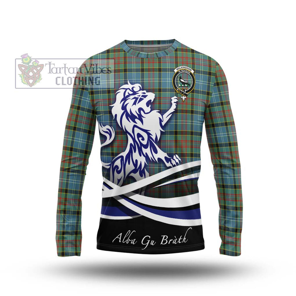 Walkinshaw Tartan Long Sleeve T-Shirt with Alba Gu Brath Regal Lion Emblem Unisex - Tartan Vibes Clothing