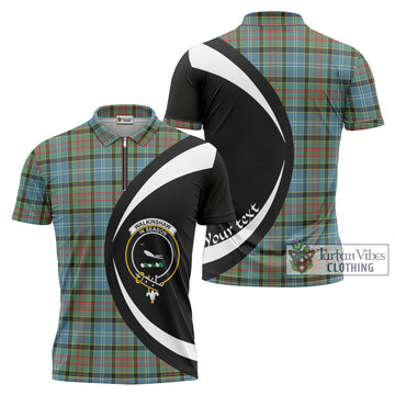 Walkinshaw Tartan Zipper Polo Shirt with Family Crest Circle Style Unisex - Tartan Vibes Clothing