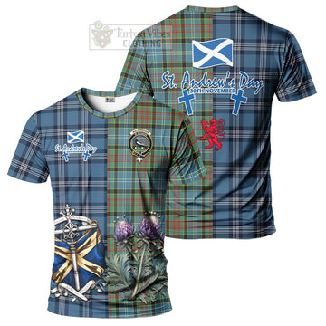 Walkinshaw Tartan T-Shirt Happy St. Andrew's Day Half Tartan Style Kid's Shirt - Tartan Vibes Clothing
