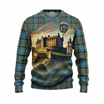 Walkinshaw Tartan Family Crest Knitted Sweater with Scottish Ancient Castle Style Unisex - Tartan Vibes Clothing