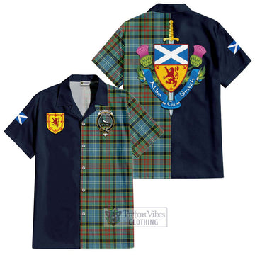 Walkinshaw Tartan Hawaiian Shirt Alba with Scottish Lion Royal Arm Half Style Kid - Tartan Vibes Clothing