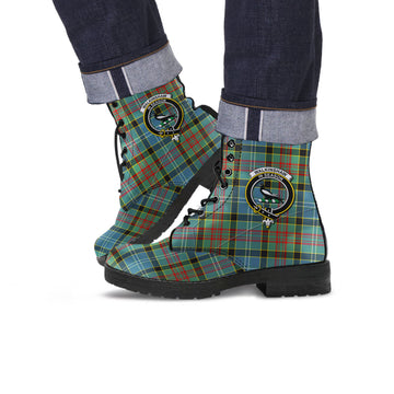 Walkinshaw Tartan Leather Boots with Family Crest