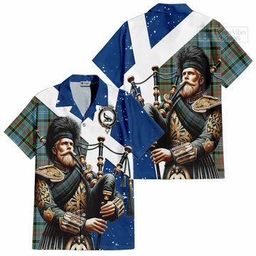 Walkinshaw Tartan Hawaiian Shirt with Family Crest Scottish Bagpiper Vibes Kid - Tartan Vibes Clothing