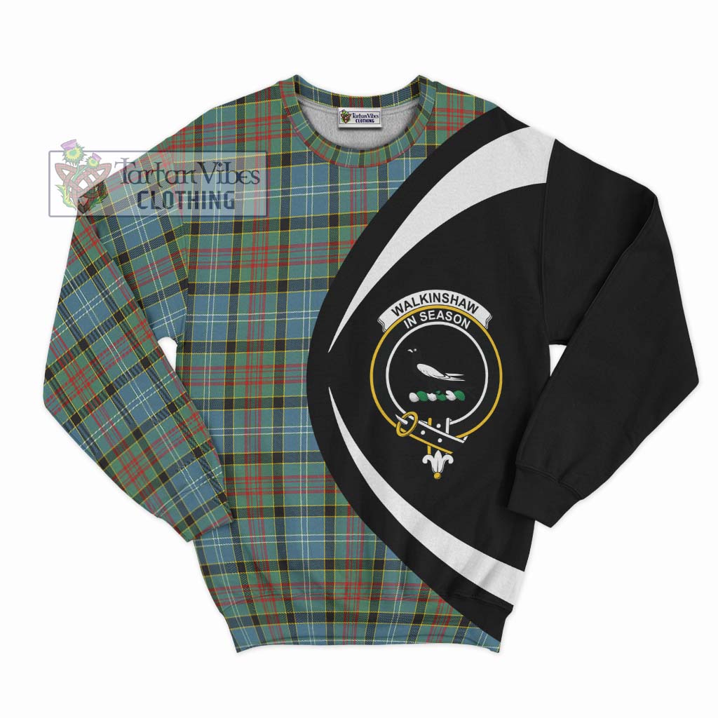 Walkinshaw Tartan Sweatshirt with Family Crest Circle Style Unisex - Tartan Vibes Clothing