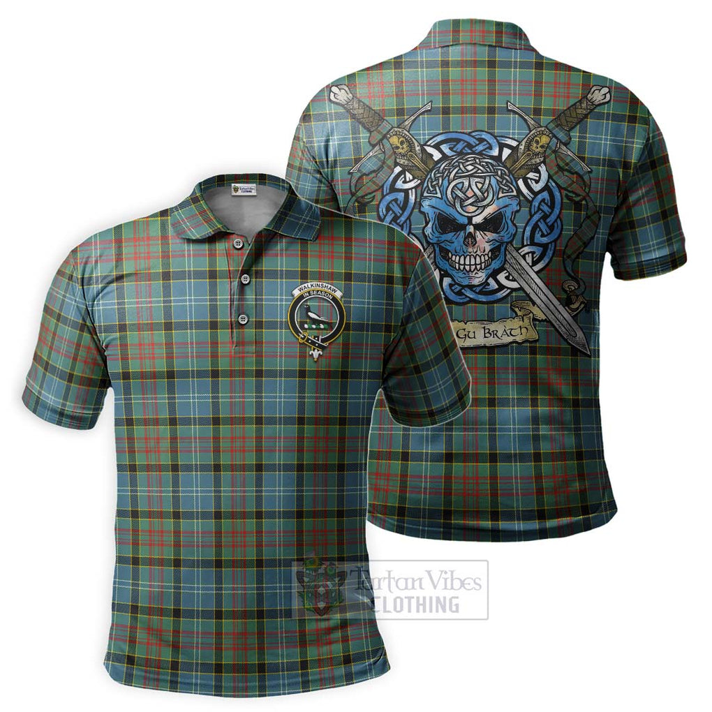 Walkinshaw Tartan Polo Shirt with Family Crest Celtic Skull Style Kid - Tartan Vibes Clothing
