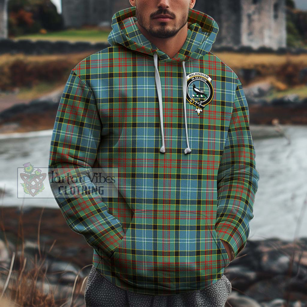 Walkinshaw Tartan Cotton Hoodie with Family Crest Zip Hoodie - Tartan Vibes Clothing
