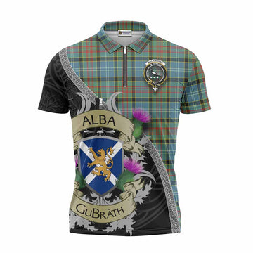 Walkinshaw Tartan Family Crest Zipper Polo Shirt Lion Rampant Royal Thistle Shield Celtic Inspired Unisex - Tartan Vibes Clothing