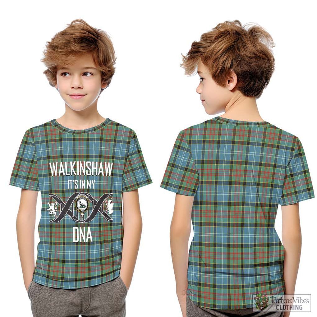 Walkinshaw Tartan Kid T-Shirt with Family Crest DNA In Me Style Youth XL Size14 - Tartan Vibes Clothing