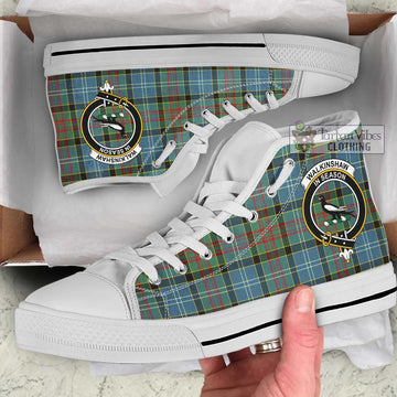 Walkinshaw Tartan High Top Shoes with Family Crest Kid High Top - White Sole - Tartan Vibes Clothing