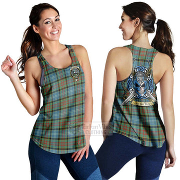 Walkinshaw Tartan Women's Racerback Tanks with Family Crest Celtic Skull Style 4XL - Tartan Vibes Clothing