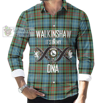 Walkinshaw Tartan Long Sleeve Button Shirt with Family Crest DNA In Me Style Men's Shirt S - Tartanvibesclothing Shop