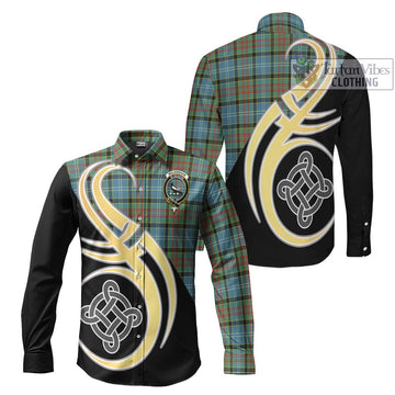 Walkinshaw Tartan Long Sleeve Button Shirt with Family Crest and Celtic Symbol Style Men's Shirt S - Tartan Vibes Clothing