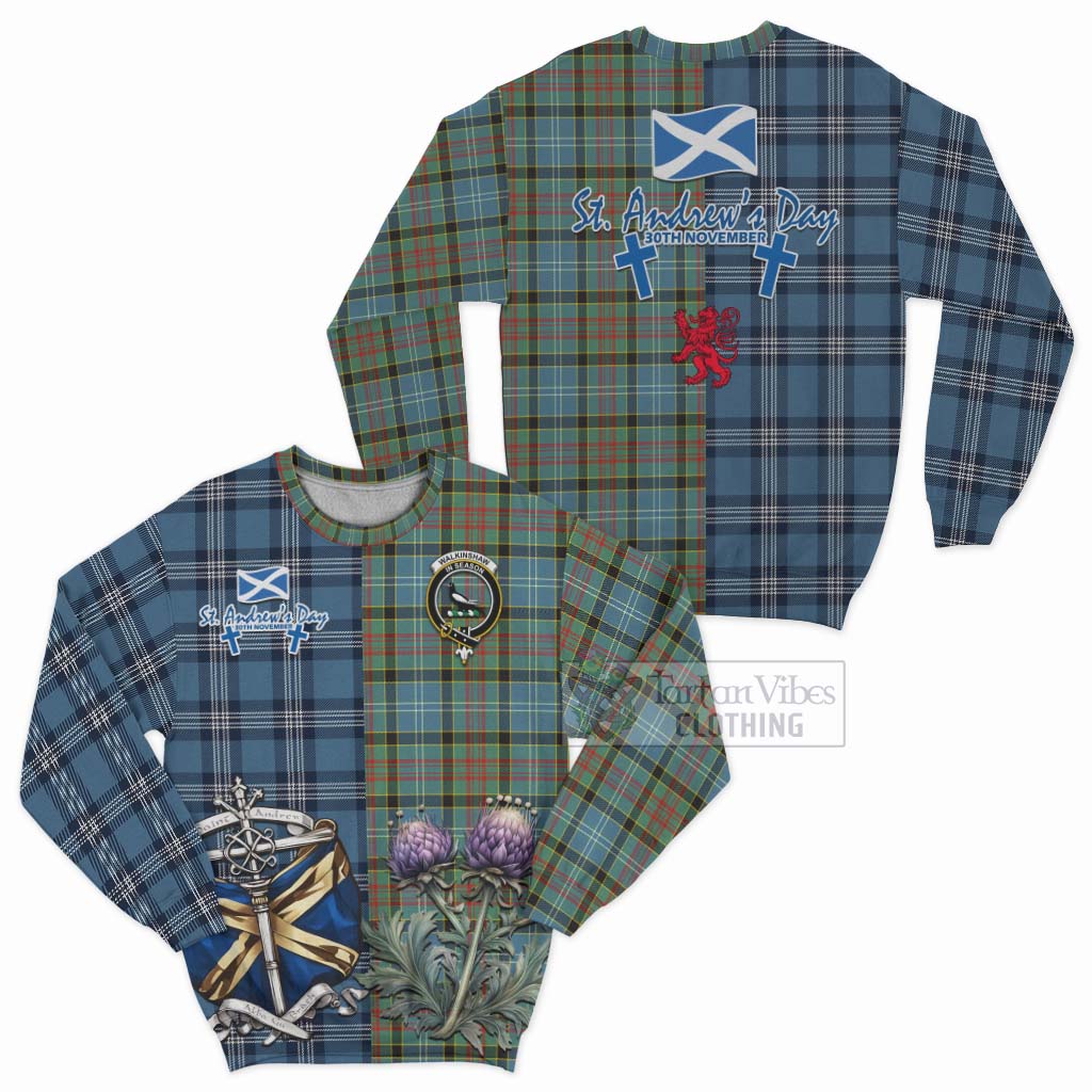 Walkinshaw Tartan Sweatshirt Happy St. Andrew's Day Half Tartan Style Unisex - Tartan Vibes Clothing