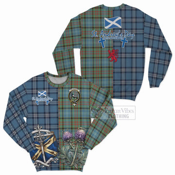Walkinshaw Tartan Sweatshirt Happy St. Andrew's Day Half Tartan Style Unisex - Tartan Vibes Clothing