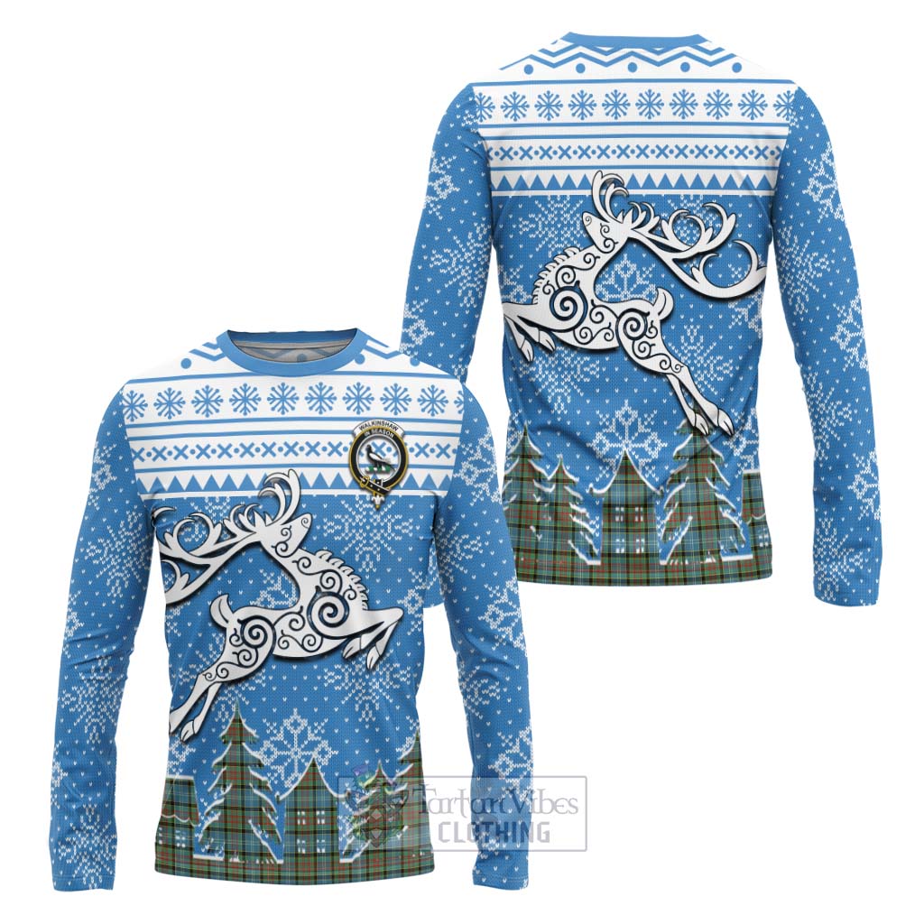 Walkinshaw Clan Christmas Long Sleeve T-Shirt Celtic Reindeer Style Unisex - Tartan Vibes Clothing