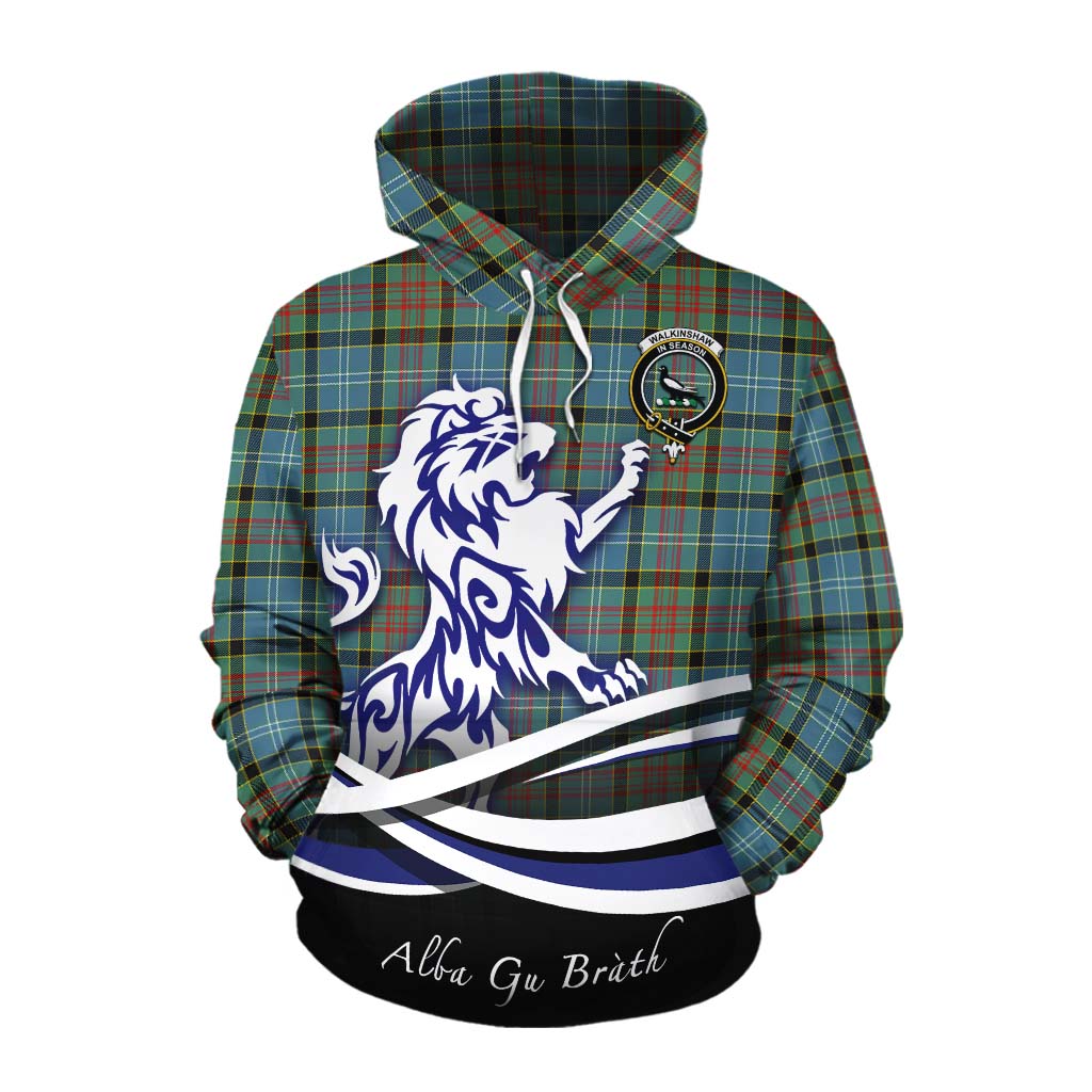 Walkinshaw Tartan Cotton Hoodie with Alba Gu Brath Regal Lion Emblem Pullover Hoodie XS - Tartan Vibes Clothing