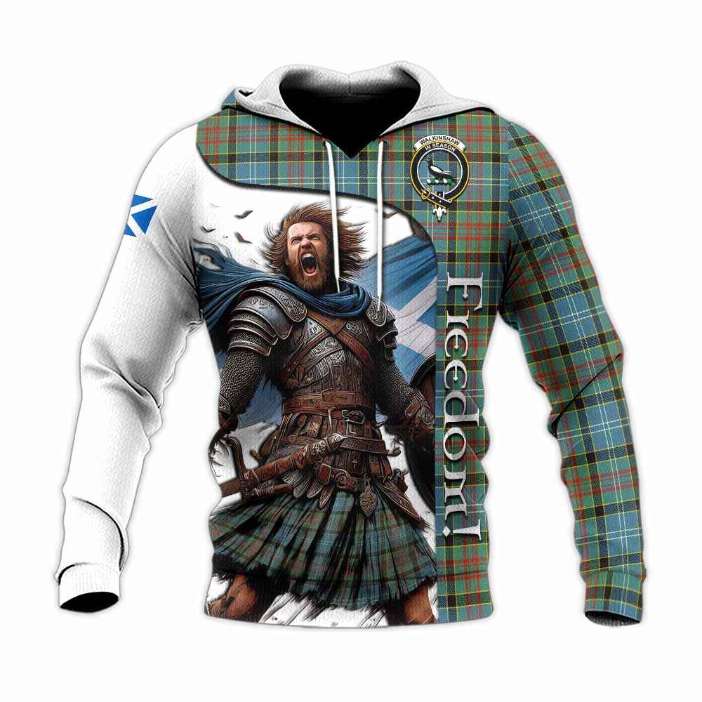 Tartan Vibes Clothing Walkinshaw Crest Tartan Knitted Hoodie Inspired by the Freedom of Scottish Warrior