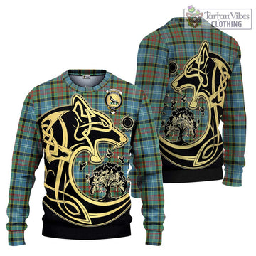 Walkinshaw Tartan Ugly Sweater with Family Crest Celtic Wolf Style Unisex - Tartan Vibes Clothing
