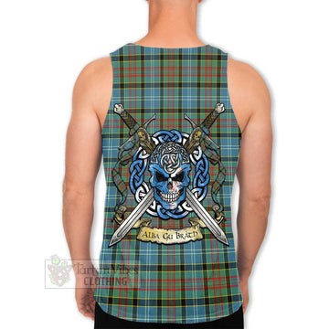 Walkinshaw Tartan Men's Tank Top with Family Crest Celtic Skull Style Men - Tartan Vibes Clothing