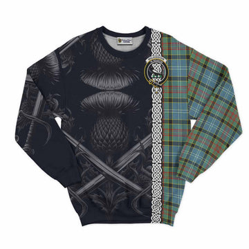 Walkinshaw Tartan Sweatshirt with Family Crest Cross Sword Thistle Celtic Vibes Unisex - Tartan Vibes Clothing