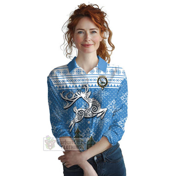 Walkinshaw Clan Christmas Women's Casual Shirt Celtic Reindeer Style Female - Tartan Vibes Clothing