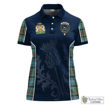 Walkinshaw Tartan Women's Polo Shirt with Family Crest and Scottish Thistle Vibes Sport Style - Tartan Vibes Clothing