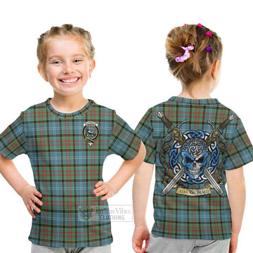Walkinshaw Tartan Kid T-Shirt with Family Crest Celtic Skull Style - Tartan Vibes Clothing
