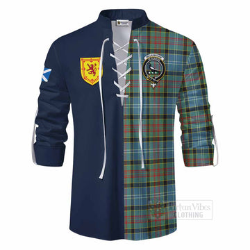 Walkinshaw Tartan Ghillie Kilt Shirt Alba with Scottish Lion Royal Arm Half Style - Tartan Vibes Clothing